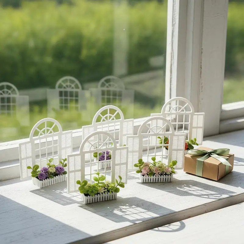 {H} 1Pcs Simulated Flowers Mini European Louvre Simulation Small Flower Pot Lifelike Artificial Flower Toys