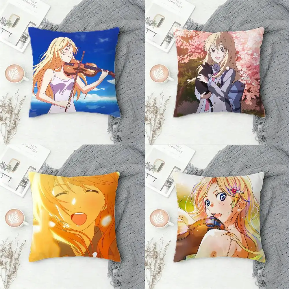 

Y-Your lie in april Double-sided Printed Square Decorative Cushion Cover for Sofa Living Room Home Decor