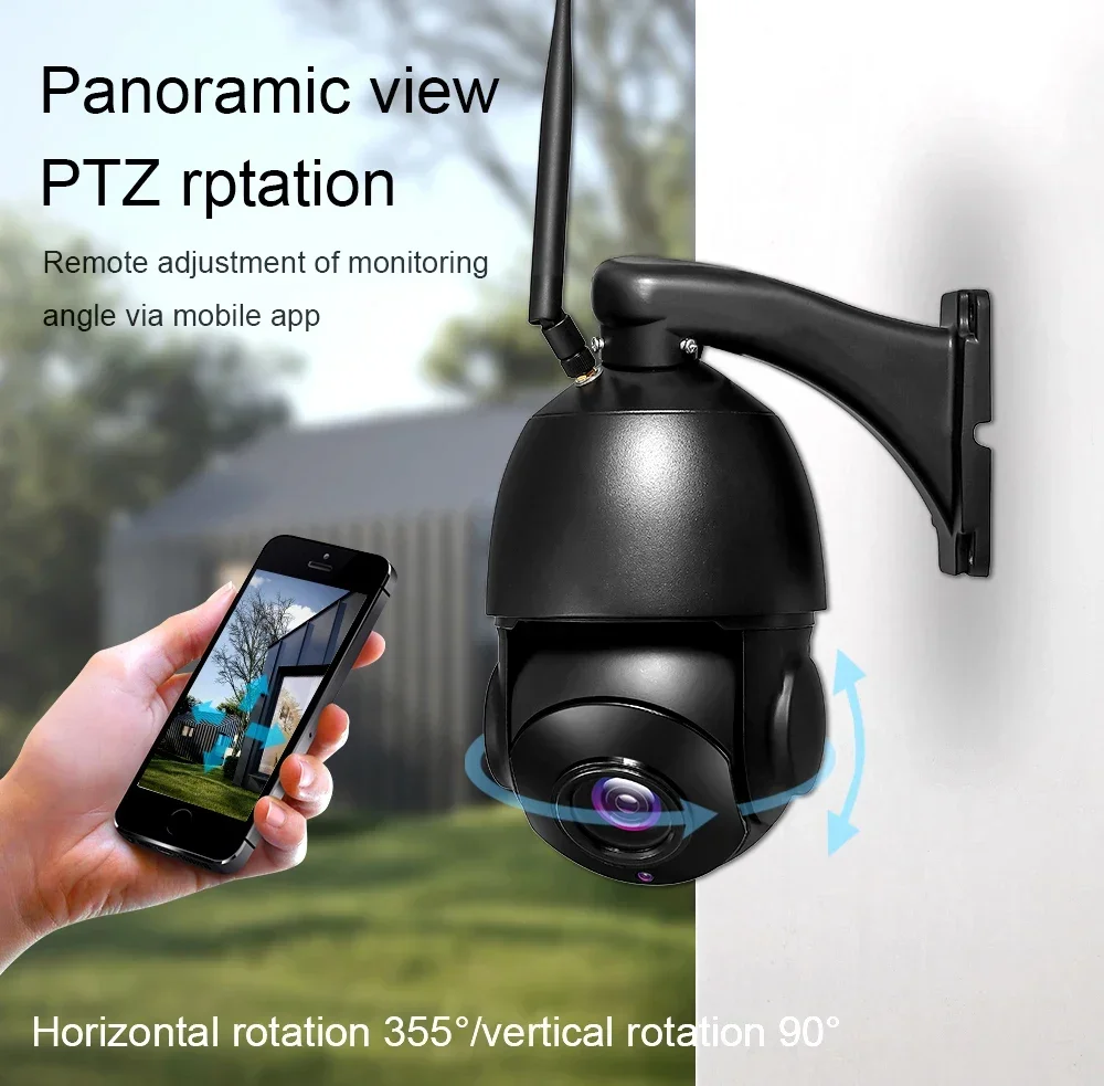 

PTZ Speed Dome CCTV Camera Two Way Audio IR 80m Camhi Outdoor IP Camera 5MP 4G Sim Card WIFI AI Auto Tracking 30X Zoom Camera