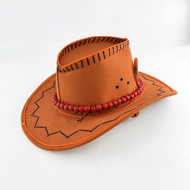 EL Neon Glow One Piece Fire Fist Ace Hat Pirates King Cosplay Party Hat Western Cowboy Hat Anime Jazz Hat Men Women