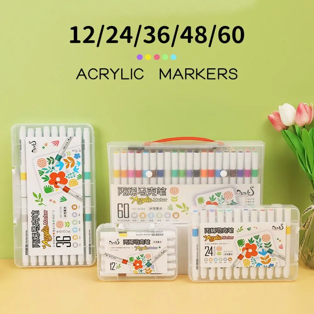 Waterproof 12/24/36/48/60 Colors Acrylic Marker Painting Graffiti Art Painting Markers Pens Drawing DIY Crafts