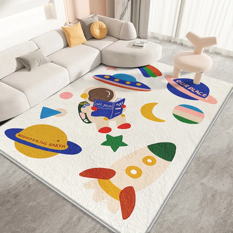 

Cute Cartoon Children's Room Baby Crawling Carpet Modern Living Room Decoration Rug Simple Bedroom Bedside Anti-fall Soft Rugs