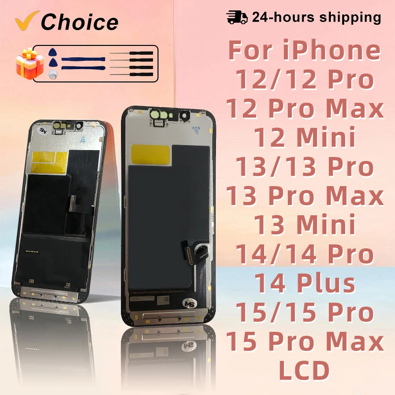 AAA+ OLED For iPhone 12 LCD 13 Mini 14 PLUS 15 Display For iPhone 15 PLUS LCD 13 14Pro 15 Pro MAX Display Assembly Repair Parts