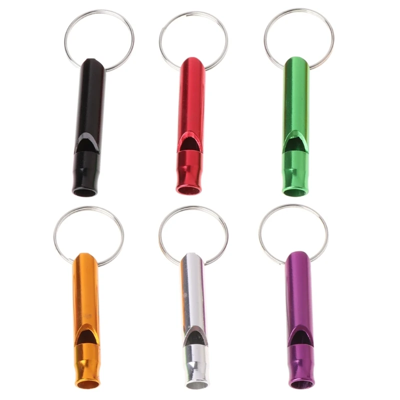 Sifflet survie d'urgence en aluminium, 6 pièces, sifflet sécurité survie en plein air, porte-clés pour randonnée