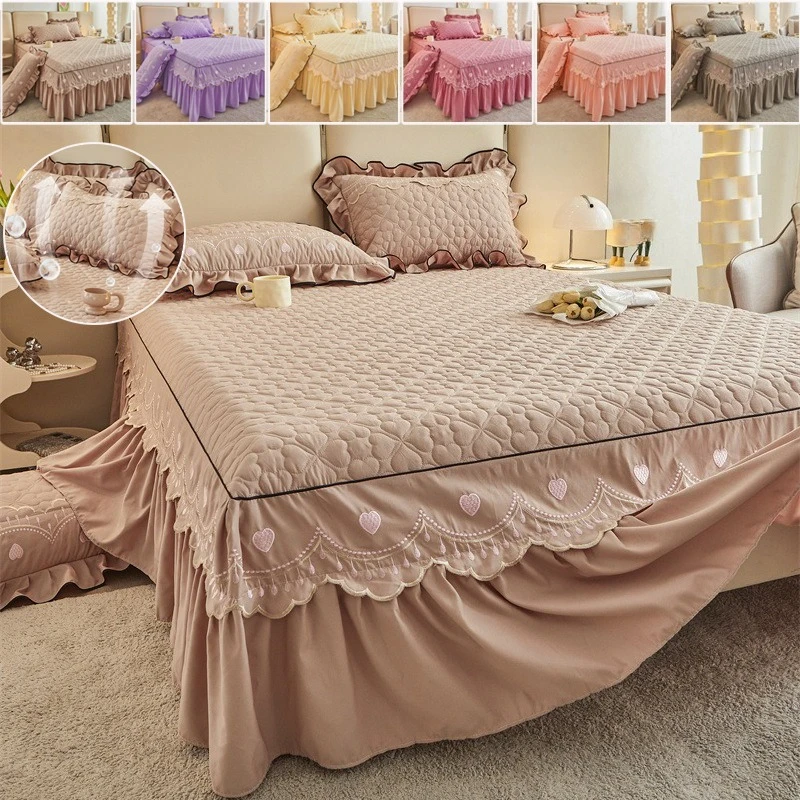 

Luxury Lace Trim Bed Skirt Breathable Soft Thickened Bed Cover Four Seasons Universal Anti Slip Bedspread Mattress Cover Матрас