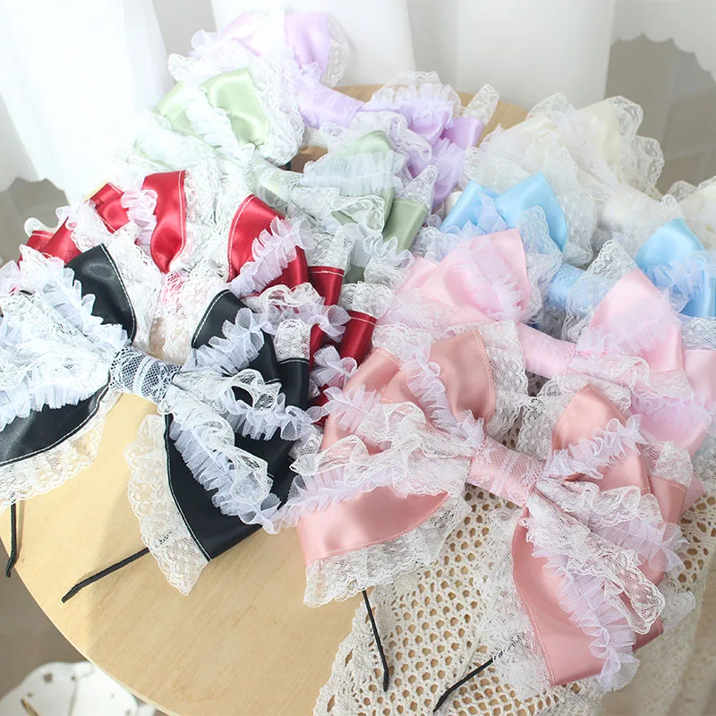 1PC Lolita Hair Accessories Lace Big Bow Headband Lolita Headwear Daily Tea Party KC Girl Dressing Accessories