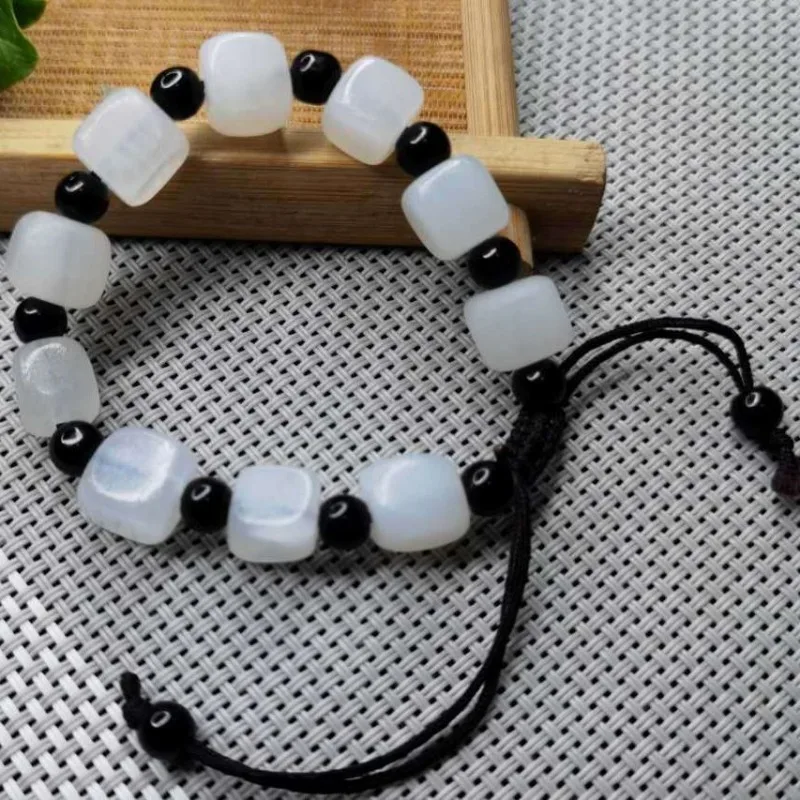 White Jade Bracelet Bracelet Male and Female Couple Buddha Bead Bracelet