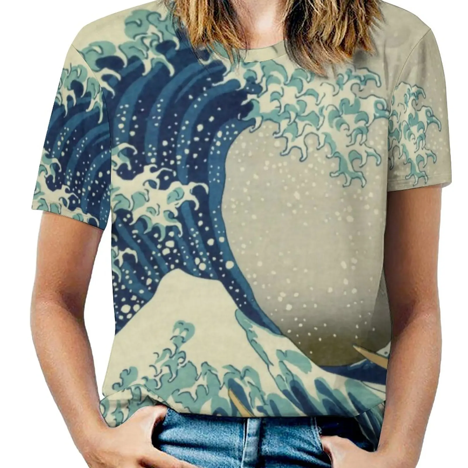 Mountains T Shirt The Great Wave Off Kanagawa Vintage T-Shirts Short-Sleeve Street Fashion Tee Shirt Summer Print Tops Big Size