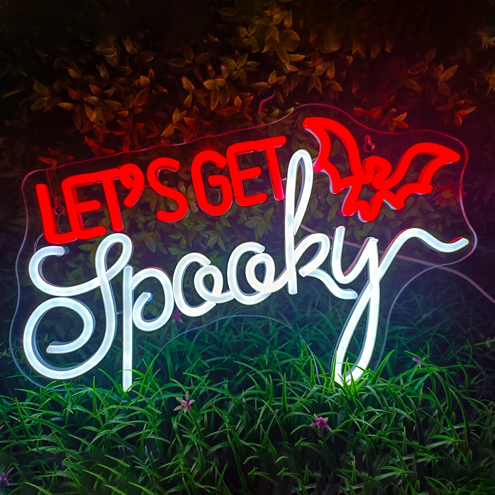 

Let's Get Spooky Neon Led Sign Halloween Room Decoration For Party Home Bars Bedroom Club Wall Decor USB Lamp Dimmable Art Signs