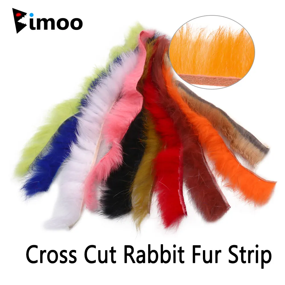 Bimoo 2 pçs corte cruz tira de pele de coelho lebre cabelo zonker tiras mosca amarrando material streamers steelhead gabaritos coho twitching gabaritos