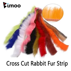 Bimoo 2pcs Cross Cut Rabbit Fur Strip Hare Hair Zonker Strips Fly Tying Material Streamers Steelhead Jigs Coho Twitching Jigs