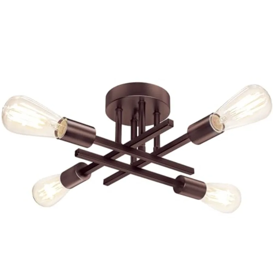 

4-Light Semi Flush Mount Ceiling Light Fixture Oil Rubbed Modern Industrial Sputnik Chandelier Light Fixture Metal Flush Mount