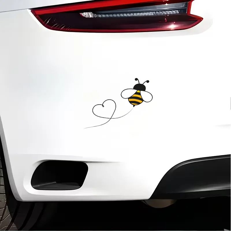 Cute Bee Heart Car Sticker Kitten Vinyl Decal For Motorcycle Auto Exterior Decor Waterproof Durable Styling Gift Easy Remove