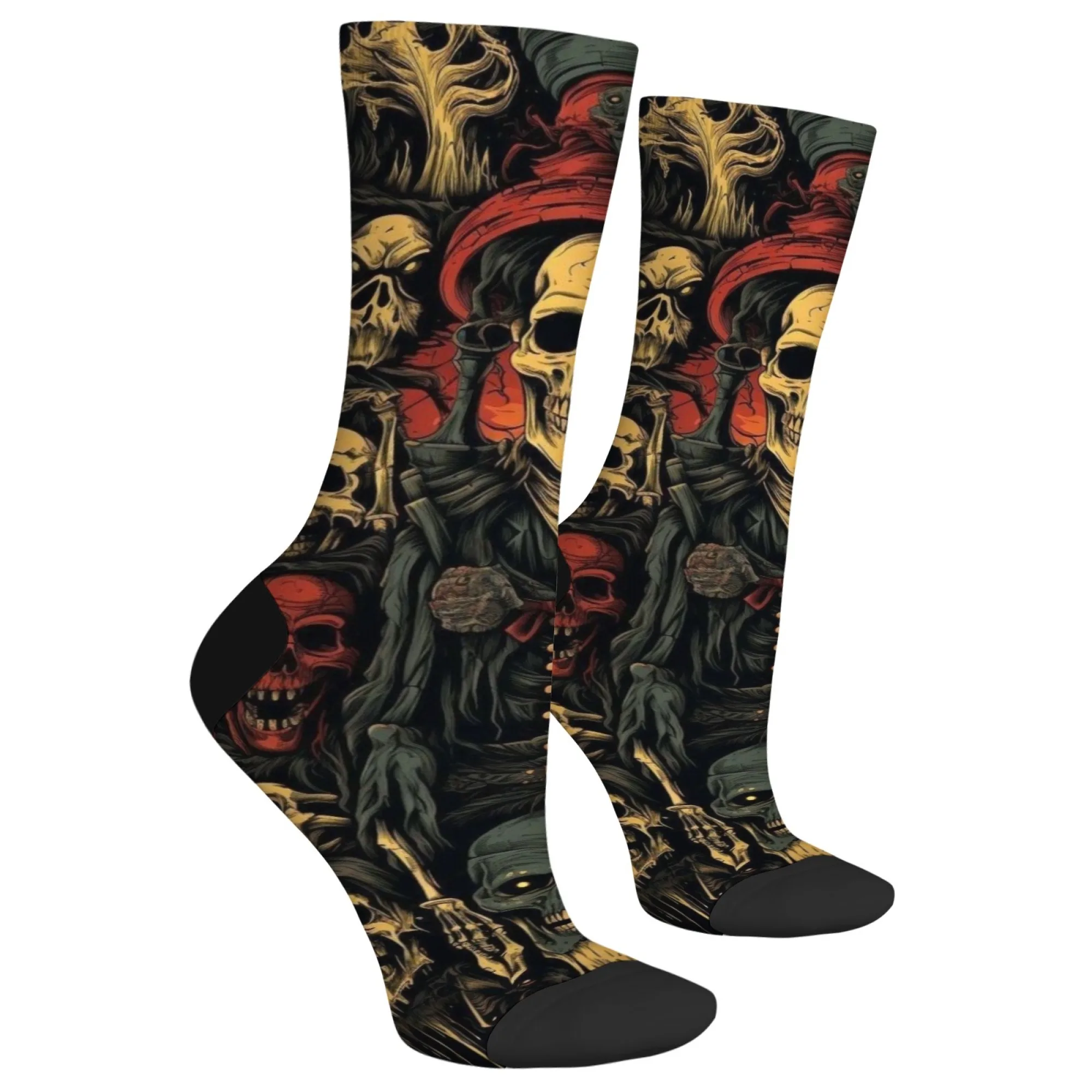 Dark Mask Skull พิมพ์ Gothic Crazy Party ถุงเท้าของขวัญ Casual แฟชั่นความแปลกใหม่สนุก Harajuku ลูกเรือถุงเท้าขี่จักรยานถุงเท้าบาสเกตบอล