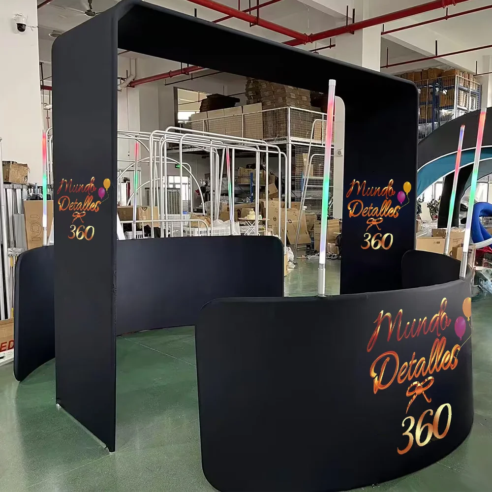 Overhead 360 Photo Booth Backdrop Enclosure Automatic Rotating Overhead Spinner 360 Photo Booth with Pole