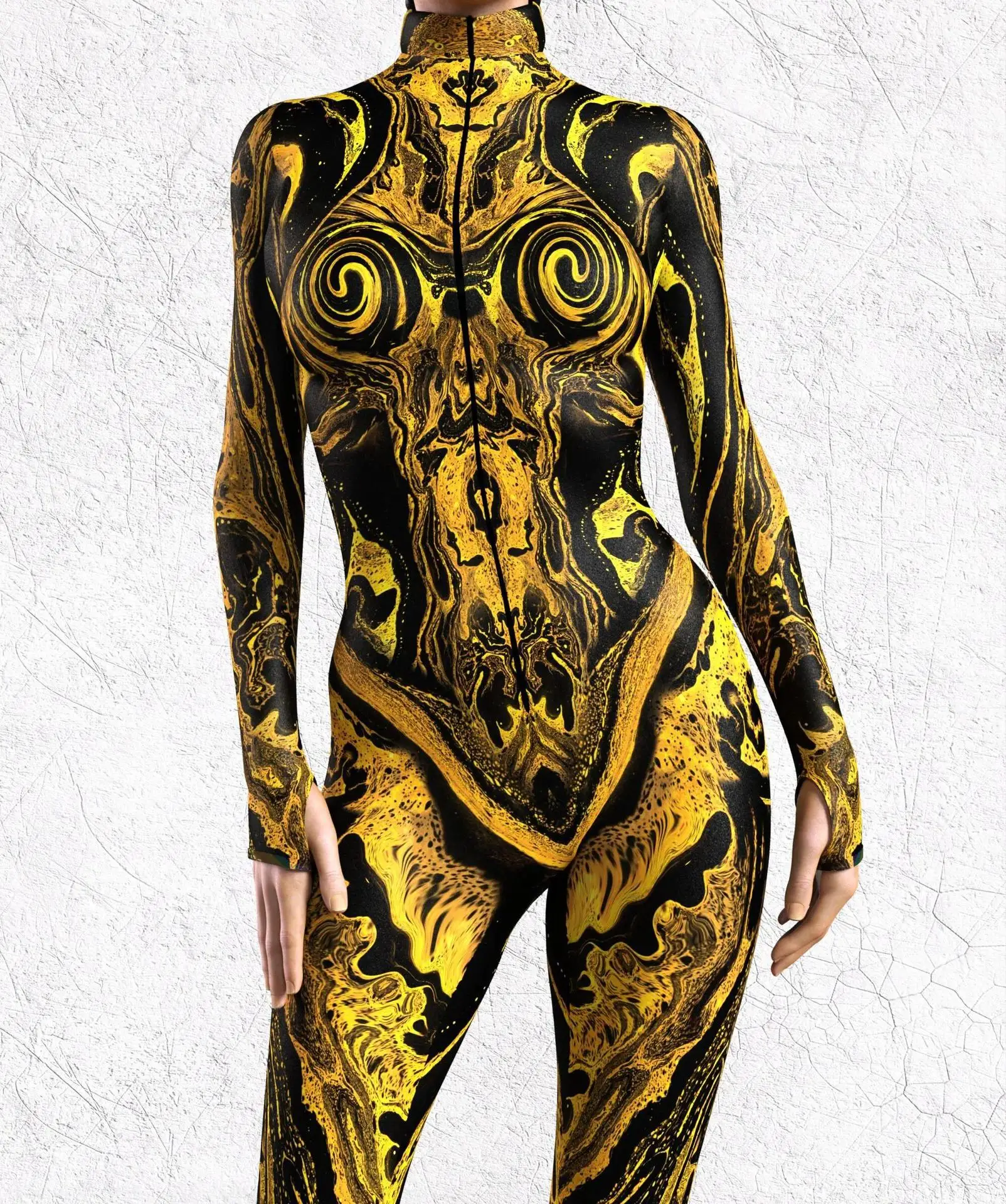 Halloween Bunter 3D-Druck Damen-Jumpsuit Erwachsener Sexy Rollenspiel-Bodysuit Party Bühnenauftritt Monos Catsuit Rave-Outfit – Detail 8