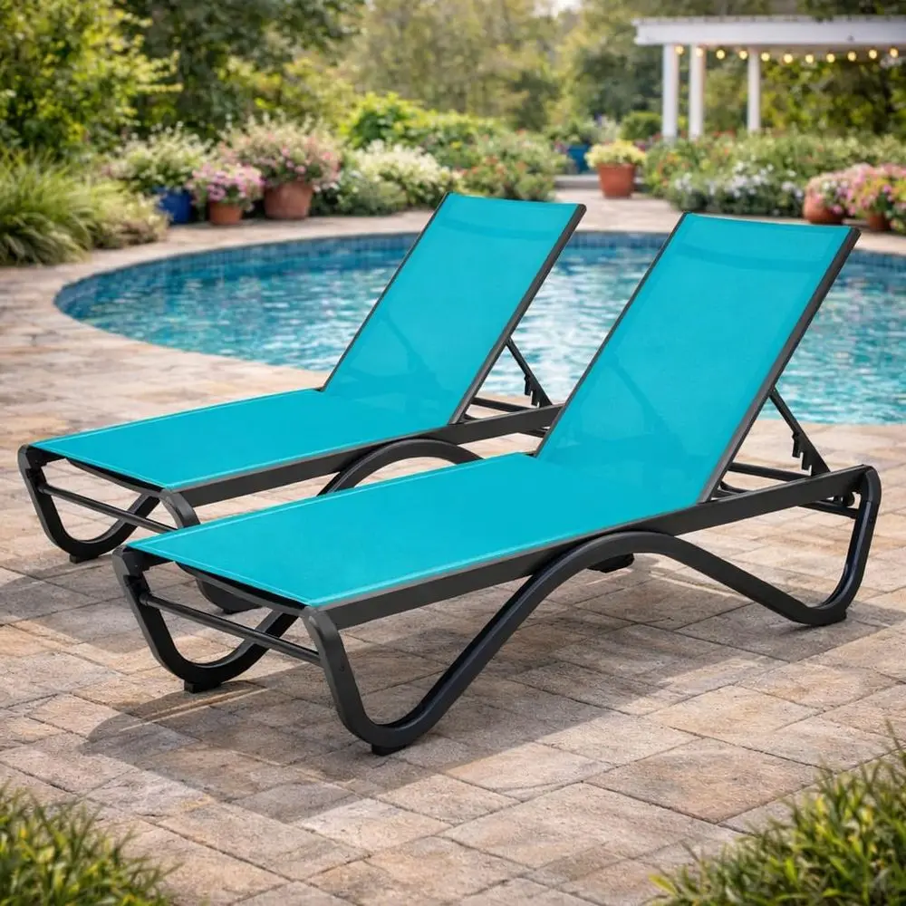 

Шезлонги Aqua Outdoor с регулируемой спинкой для патио, пляжа и отдыха (комплект из 2 шт.)