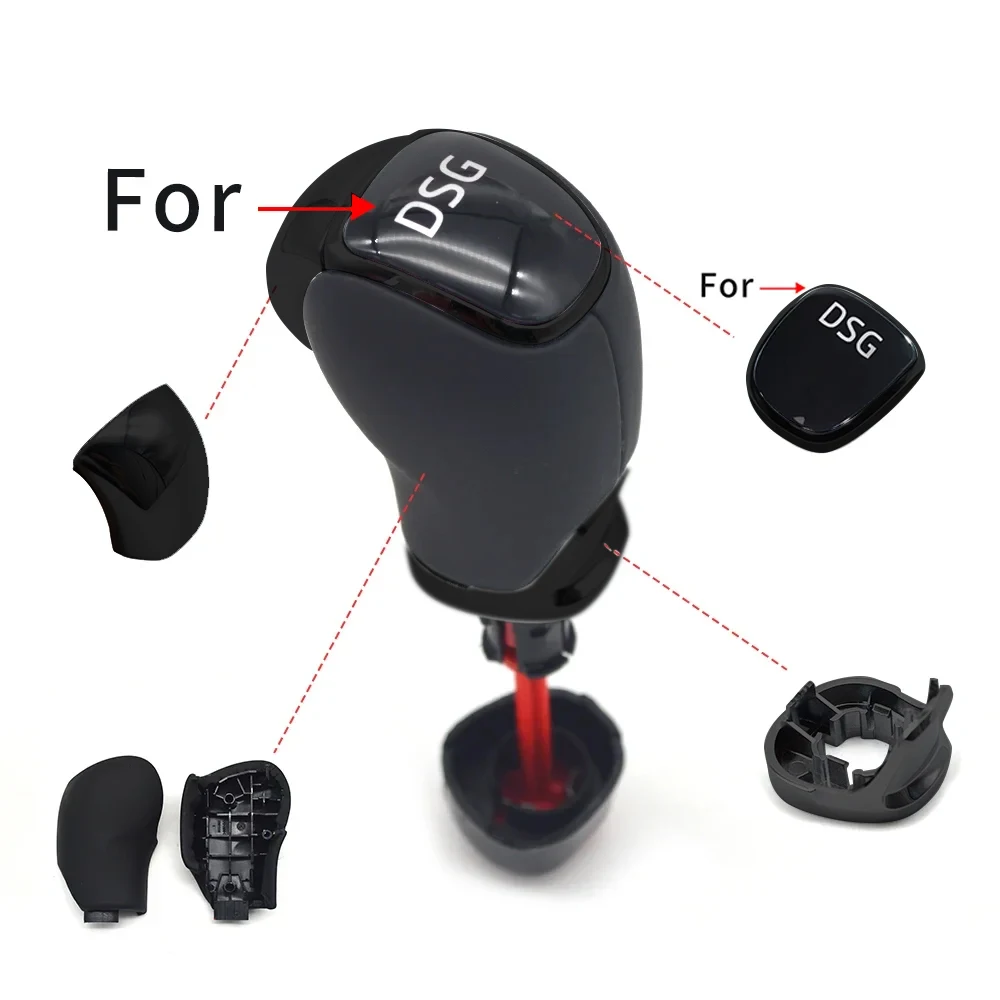 For Skoda Octavia Superb Fabia Yeti DSG Piano Black Gear Shift Knob Leather Side Cover Interior Accessories