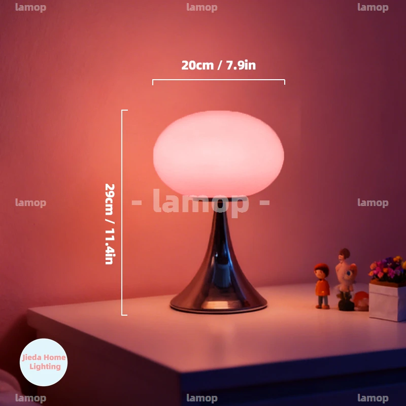 Murano Glass Ovoid Flare Oval Dome Table Lamp Polished Chrome Flared Horn Base 3 Tone Soft Light Outdoor Patio Bistro Round Side