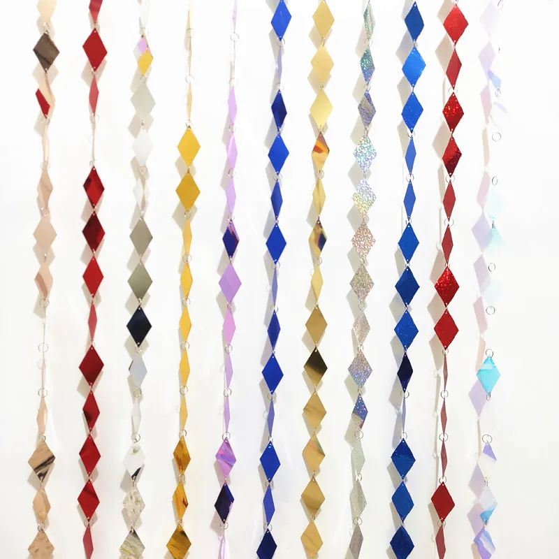 

Wedding Celebration Stage Hotel Decoration Small Rhombus Bead Curtain Bright Sparkling Hanging Ornament Accories