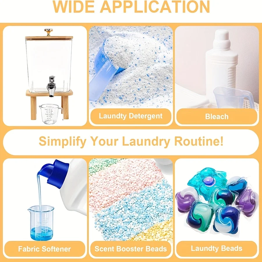 Laundry Detergent Dispenser, Plastic Liquid Laundry Soap Dispenser with Faucet Fabric Softener Container Laundry Room organizer