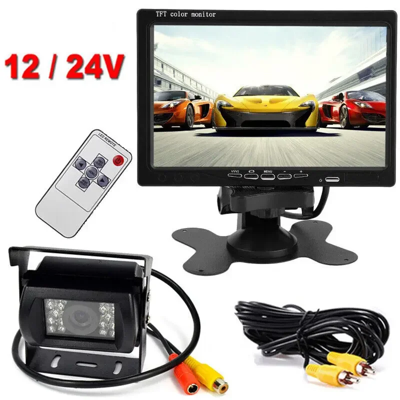 7-Zoll-Rückfahrkamera und Monitor-Kit – 10 LED IR-Nachtsicht-Rückfahrsystem für LKW, Wohnmobil, Auto