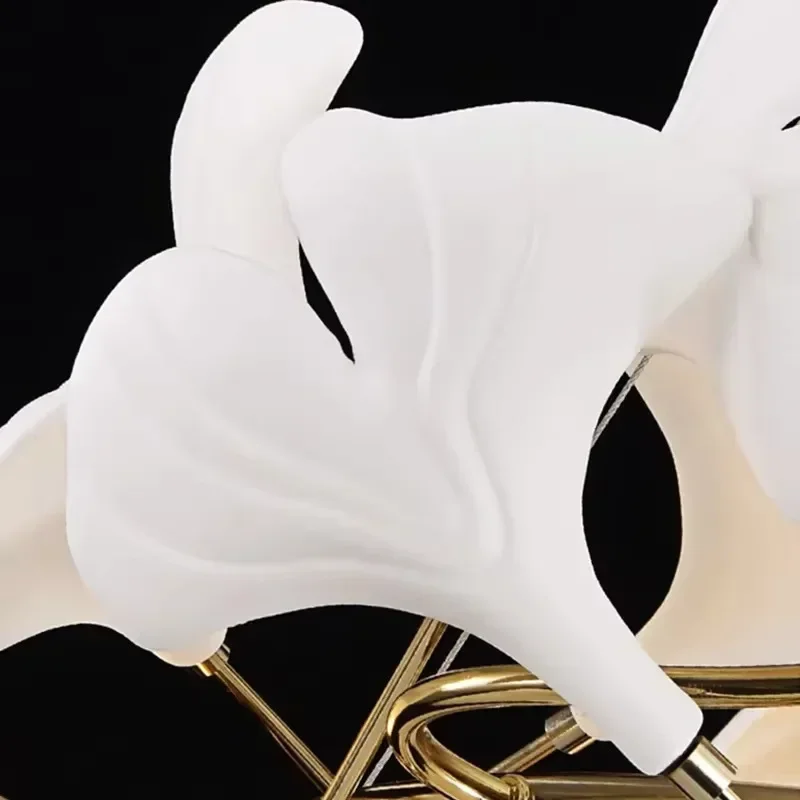 Ginkgo Leaf Ring Hanging Chandelier For Staircase Stairway Loft Living Room Ceramic Leaf Celing Chandelier For High Ceiling