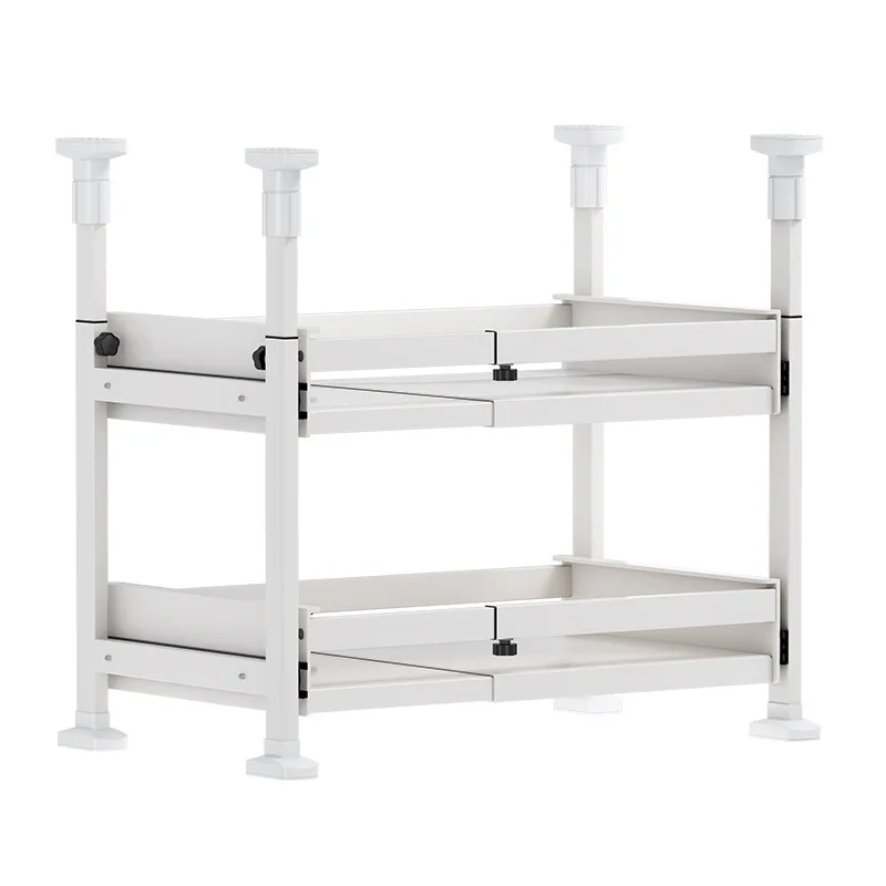 High Quality 2-Layer Adjustable Cabinet Drawer Kitchen Bathroom Metal Sink Under Storage Organizer Extensible Pull-out Slide