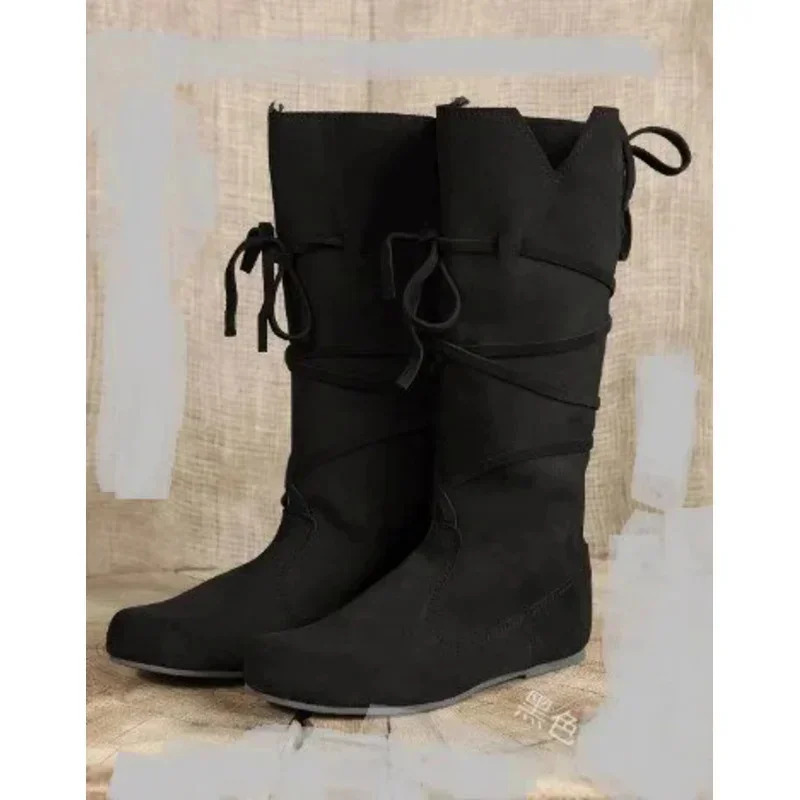 ไวกิ้งยุคกลาง Retro Knight Prince Larp รองเท้า PU หนังนักรบคอสเพลย์ฮาโลวีนเครื่องแต่งกาย Carnival Party Nordic Boot Prop