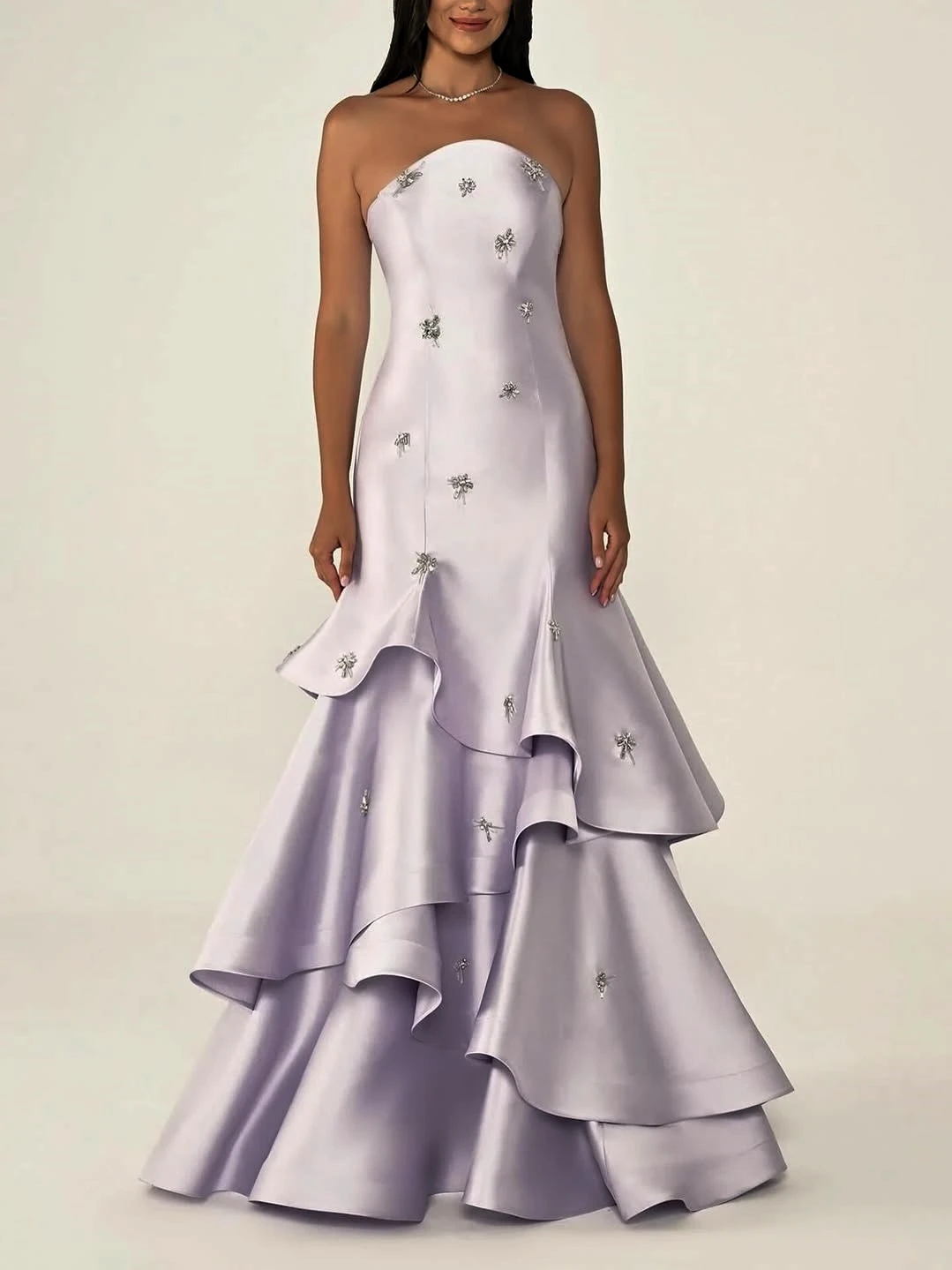 

Oisslec Dress Elegant Vintage Sweet Lilac Mermaid Crystal Strapless New Customize Formal Occasion Prom Dress Evening Party Gowns