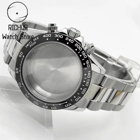 39mm VK63-boett Silverfärgad klocka, rostfritt stålarmband, passar VK63 Quartz-urverk, klocktillbehör 6 best sales kronografklocka - №1