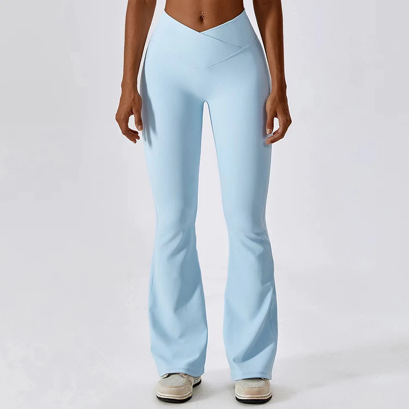 Pantaloni Sportivi a Gamba Larga con Vita Alta, Leggermente Svasati, Snellenti e Modellanti