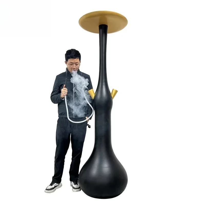 

China Manufacturer Morden Design 2 Meters Black Gold Custom Logo Big Hookah Shisha Smoking Accessories Large Hookah