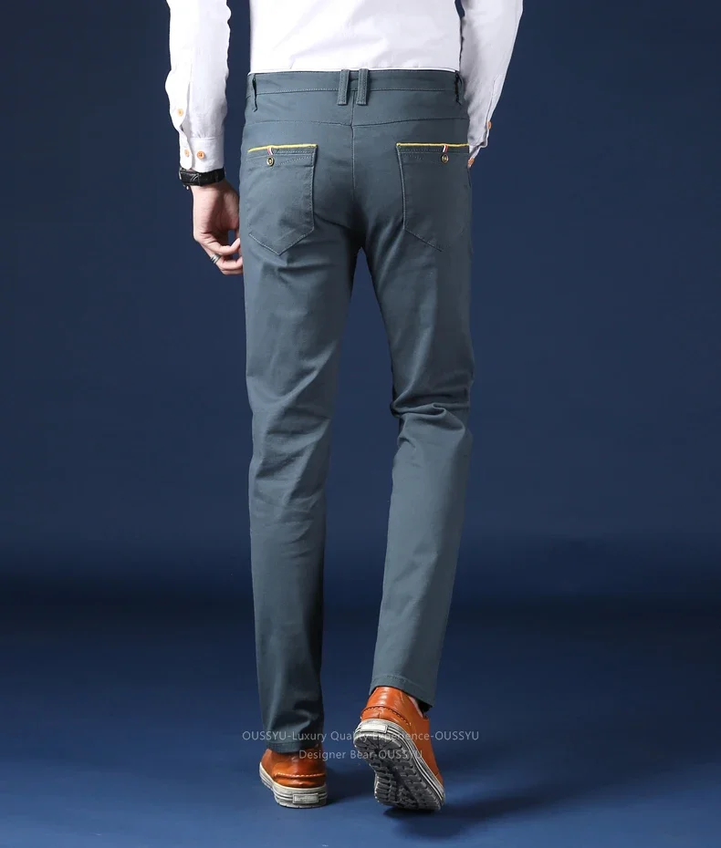 Herbstliche Einfarbige Herrenhose aus Baumwolle, Schmal Geschnittene Klassische Bleistifthose, Business-Hose im Koreanischen Stil, Lässige Chino-Twill-Hose für Männer – Detail 12