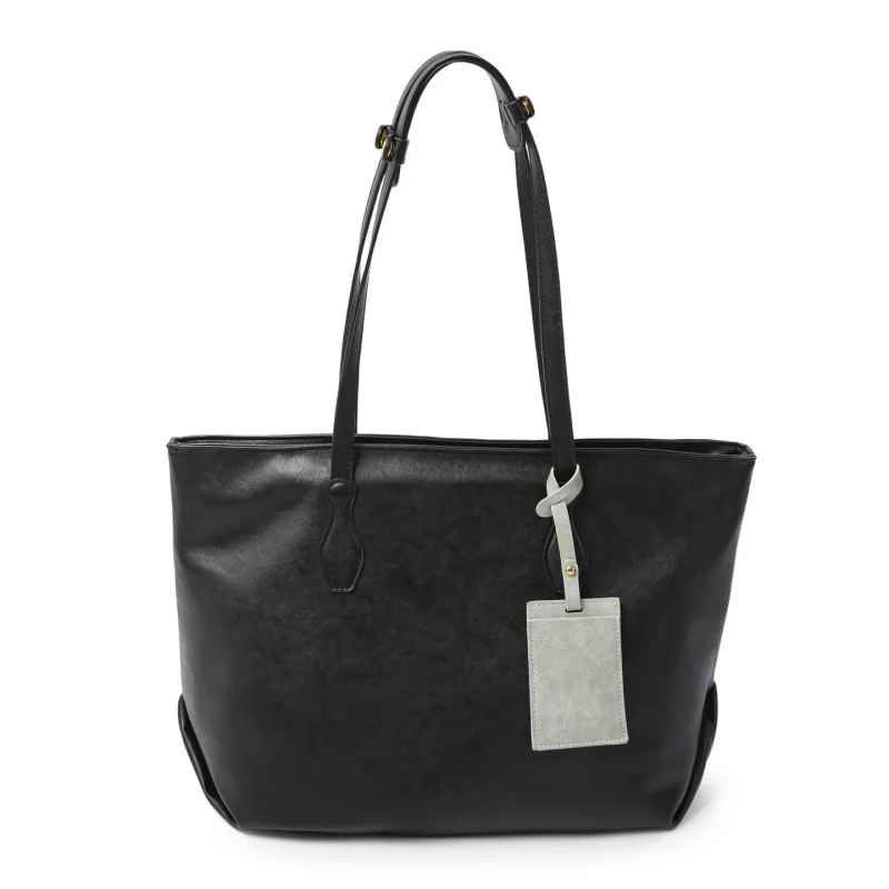 

Waterproof Japanese and Korean StylePULeather Large Capacity Tote Bag Men's Casual Commuting Travel Handbag Fashion Shoulder Bag