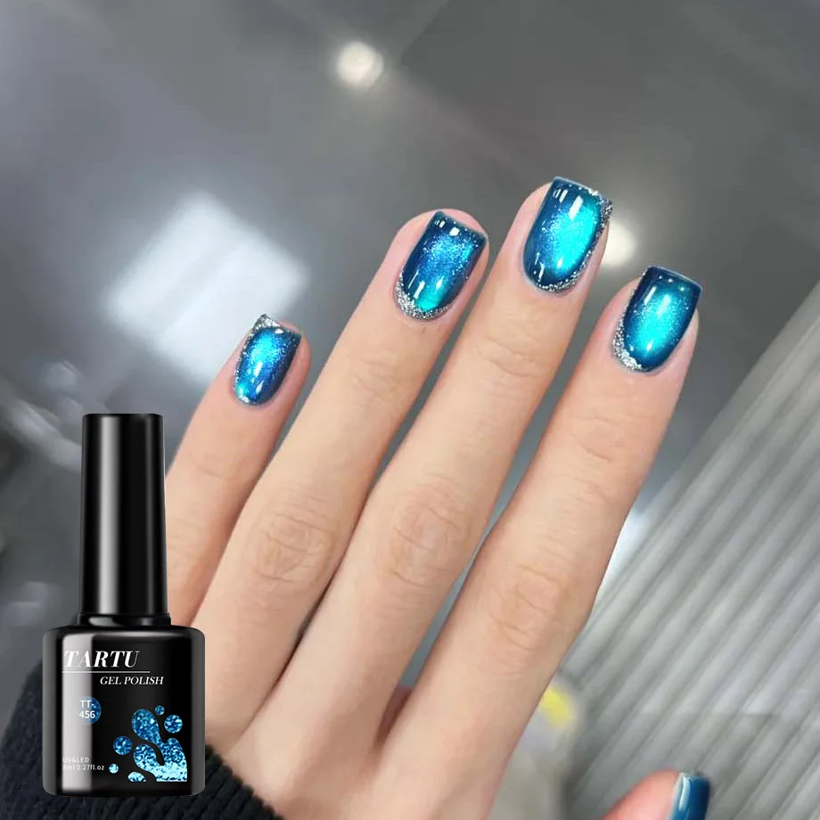 8ML Magnetic Cat Eye Gel Nail Polish Green Blue YellowCrystal Glassy Romantic Soak Off UV LED Gel Moonlight for Holiday DIY Art