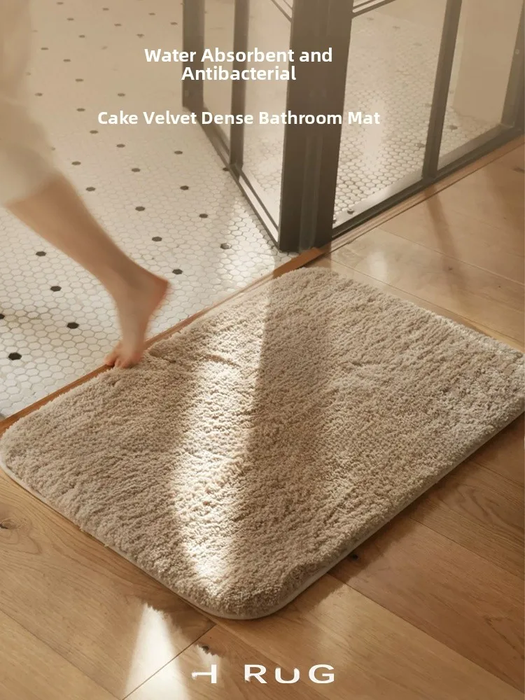 Bathroom Thickened Absorbent Carpet Pure Color Bathroom Anti-Slip Door Mat Machine Washable Durable Velvet Entrance Foot Pad