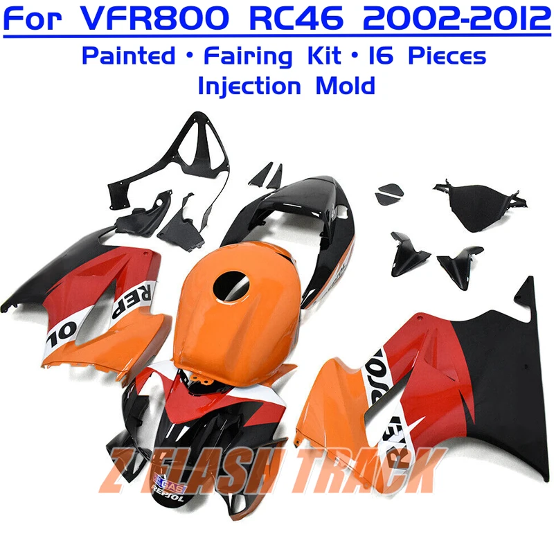 For Honda VFR800 VFR RC46 2002 2003 2004 2005 2006 2007 2008 2009 2010 2011 2012 Cowl Plastic Fairing Kit Injection Cover + Tank