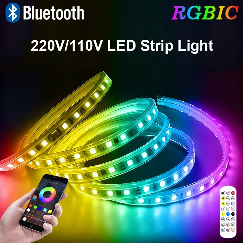 

110 В 220 В Dreamcolor светодиодная лента умная Bluetooth управление светодиодная лента RGBIC погоня водонепроницаемая для украшения садового освещения