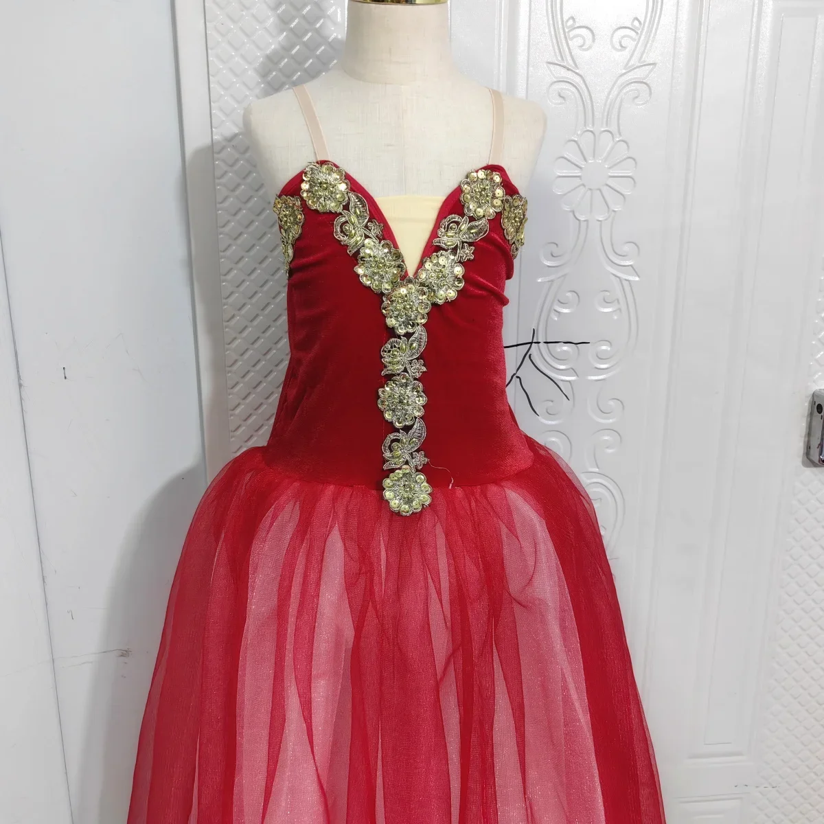 Red Long Dress Ballet Tutu Dress gonna Swan Lake Sling Girls Professional Performance Costume Vestidos Chica Bailarina