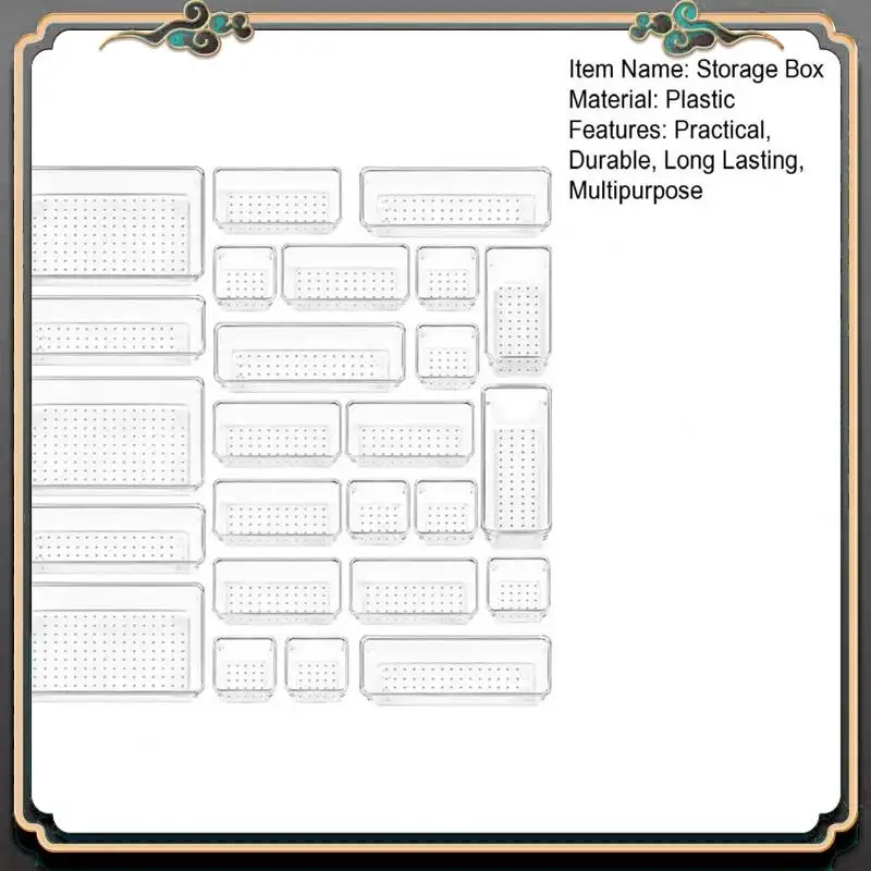 ASMA-25Pcs Clear Drawer Organizers Storage Box Set Smooth Edge Burr Free Transparent Design Cosmetics Containers Versatile