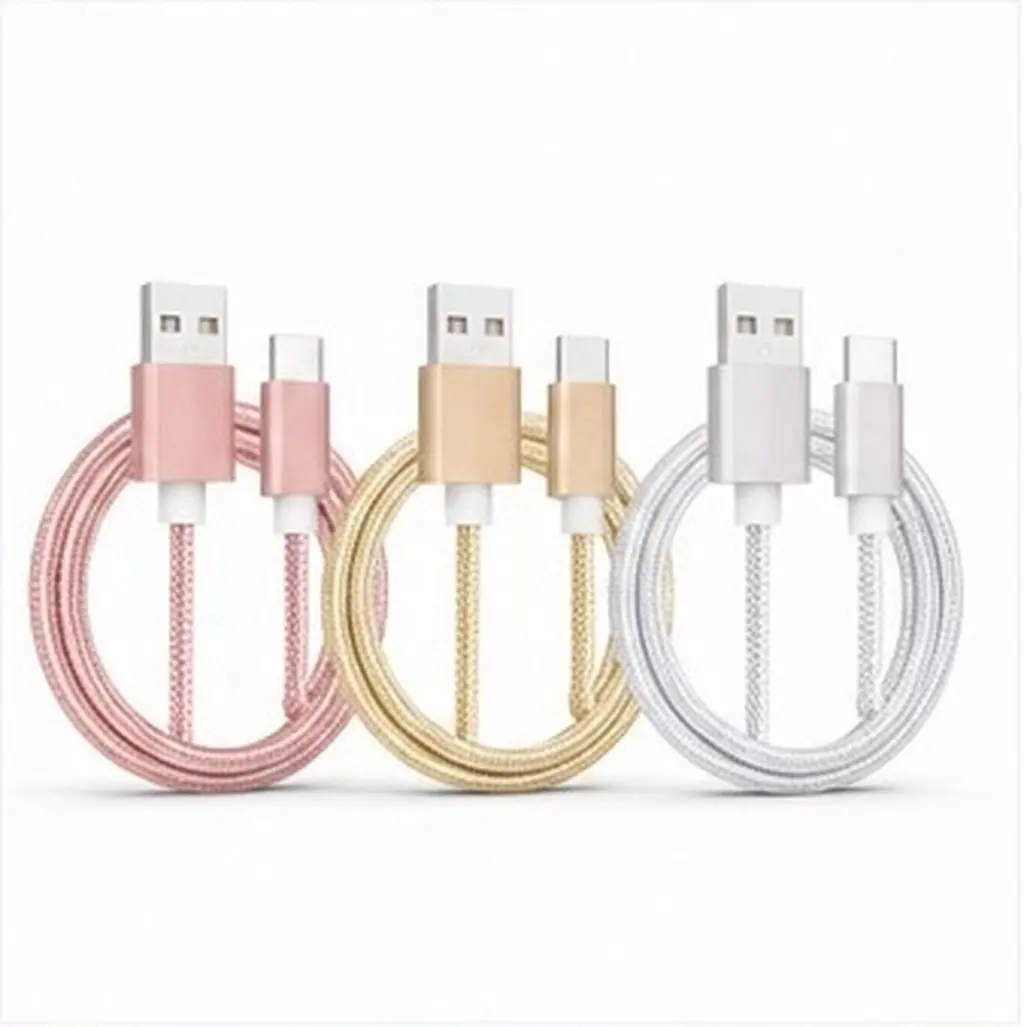 3Pcs USB Type C Nylon Data Cable Fast Charge Cable Braided Anti-Break Charging Line Compatible with Cellphones Tablets Digital