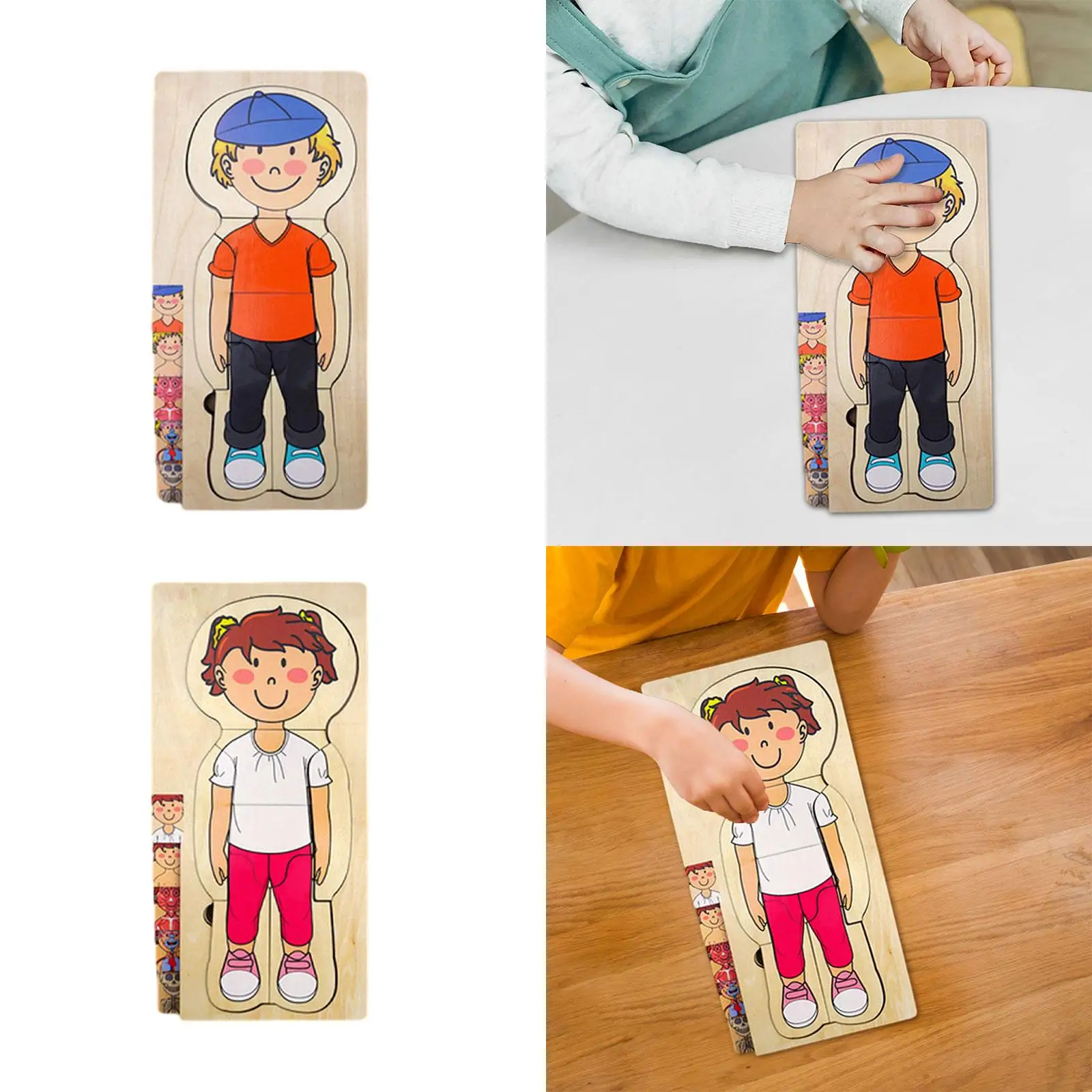 Wooden Human Body Puzzle Toys Early Educational Toys Human Body Parts Puzzle for Children Baby Preschool Girls Birthday Gifts