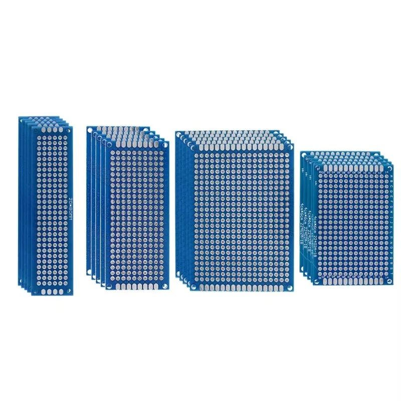 【10pcs Combo】Universal PCB Prototype Board Kit 2x8 3x7 4x6 5x7 cm Double-Sided Blue Solder Mask 1.6mm for DIY Electronics