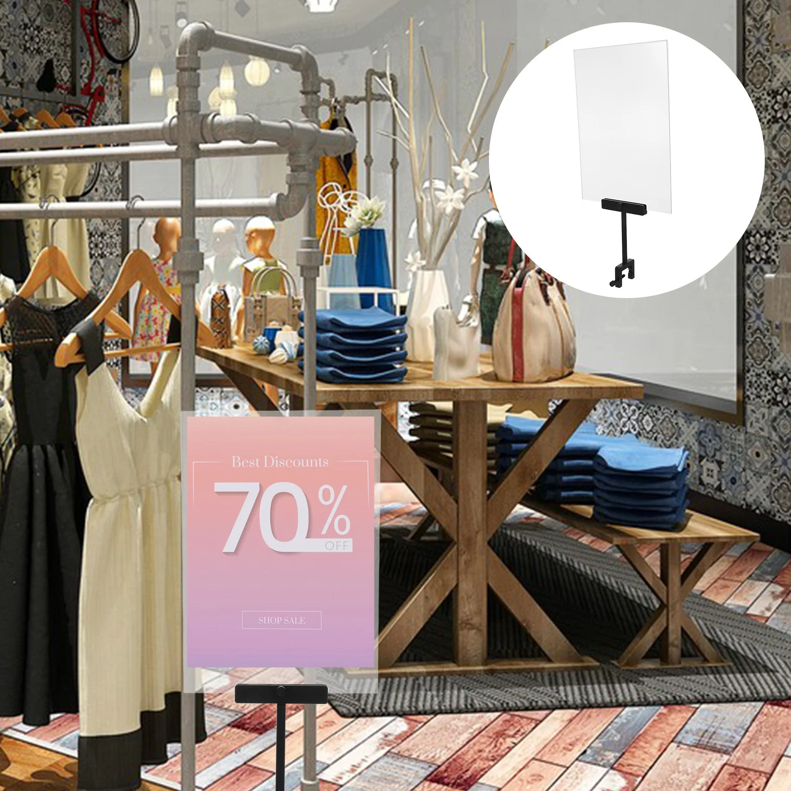 

Transparent Price Tag Clip Multi-Functional Sign Holder Stand for Retail Store Supermarket Merchandise Clothing Advertising