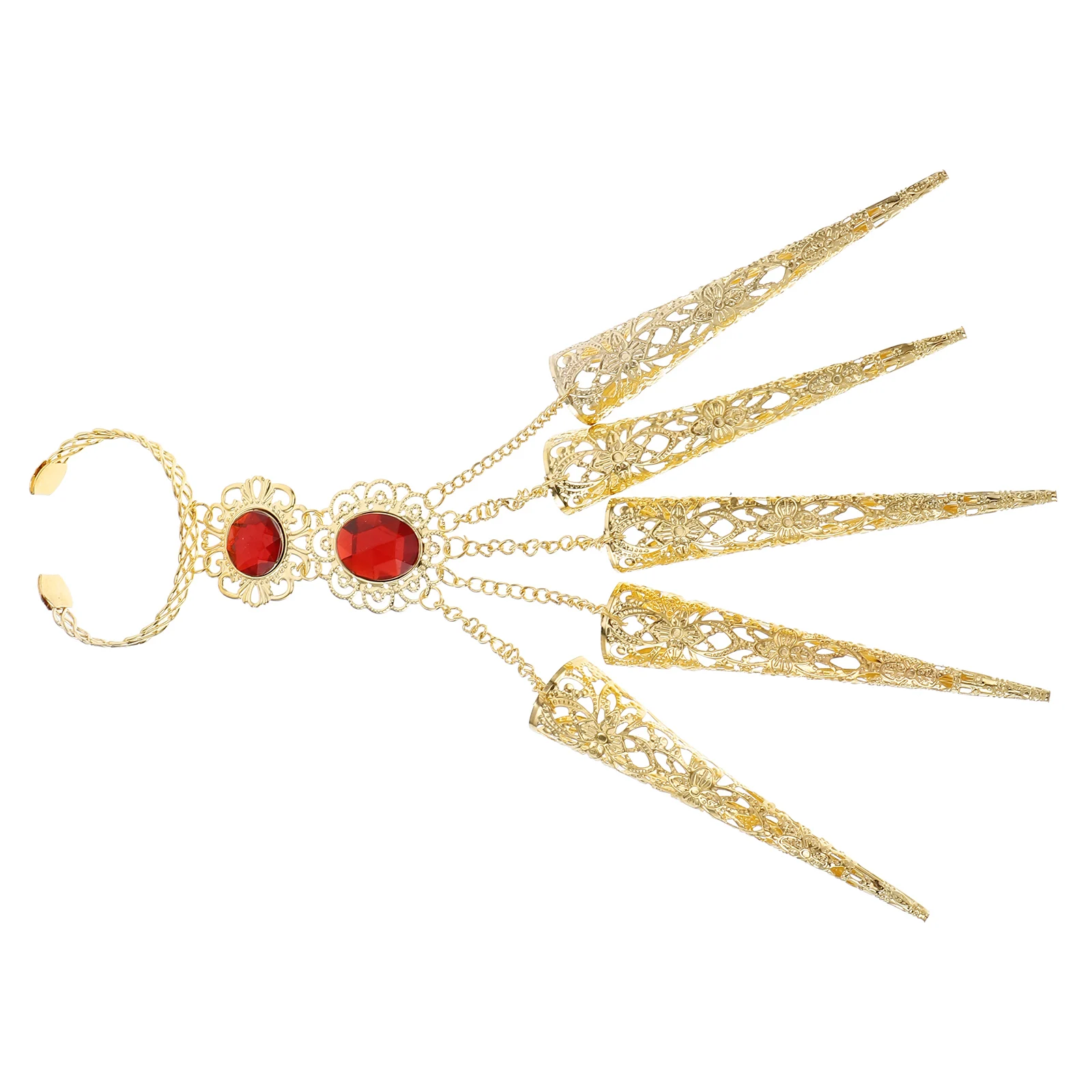 

1 Pair Dance Hand Jewelry Golden Hand Chains Accessories for Belly Dance Performance Nail Decor Charm Bracelets Lightweight