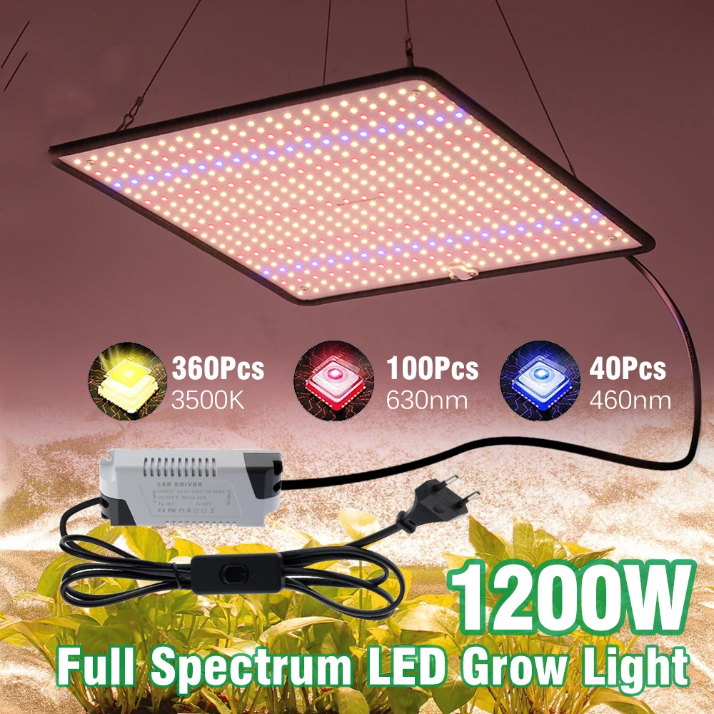 Luz LED de crecimiento de plantas de espectro completo, luz de relleno de plantas de interior ultrafina, luz de plantación cuadrada, adecuada para invernadero, 45W