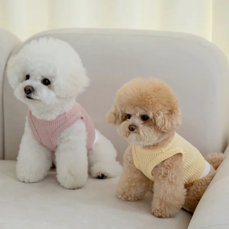 

Yellow Waffle Pet Clothes Breathable Puppy Vest Teddy Sleeveless Pullover Bichon Frise Anti-Shedding Apparel Dog Products