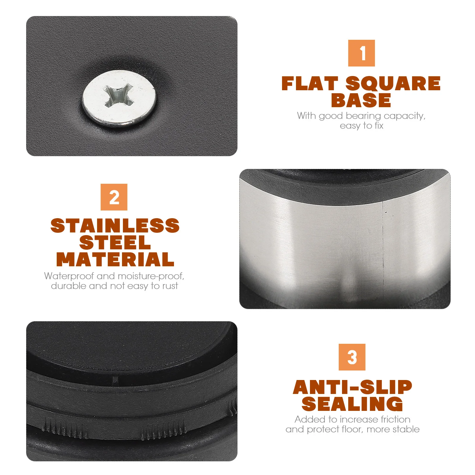 4 個のステンレス鋼家具脚調節可能な足 DIY キャビネット棚用 50X60X50Mm ラウンドサポートシルバーブラック 200-250Kg