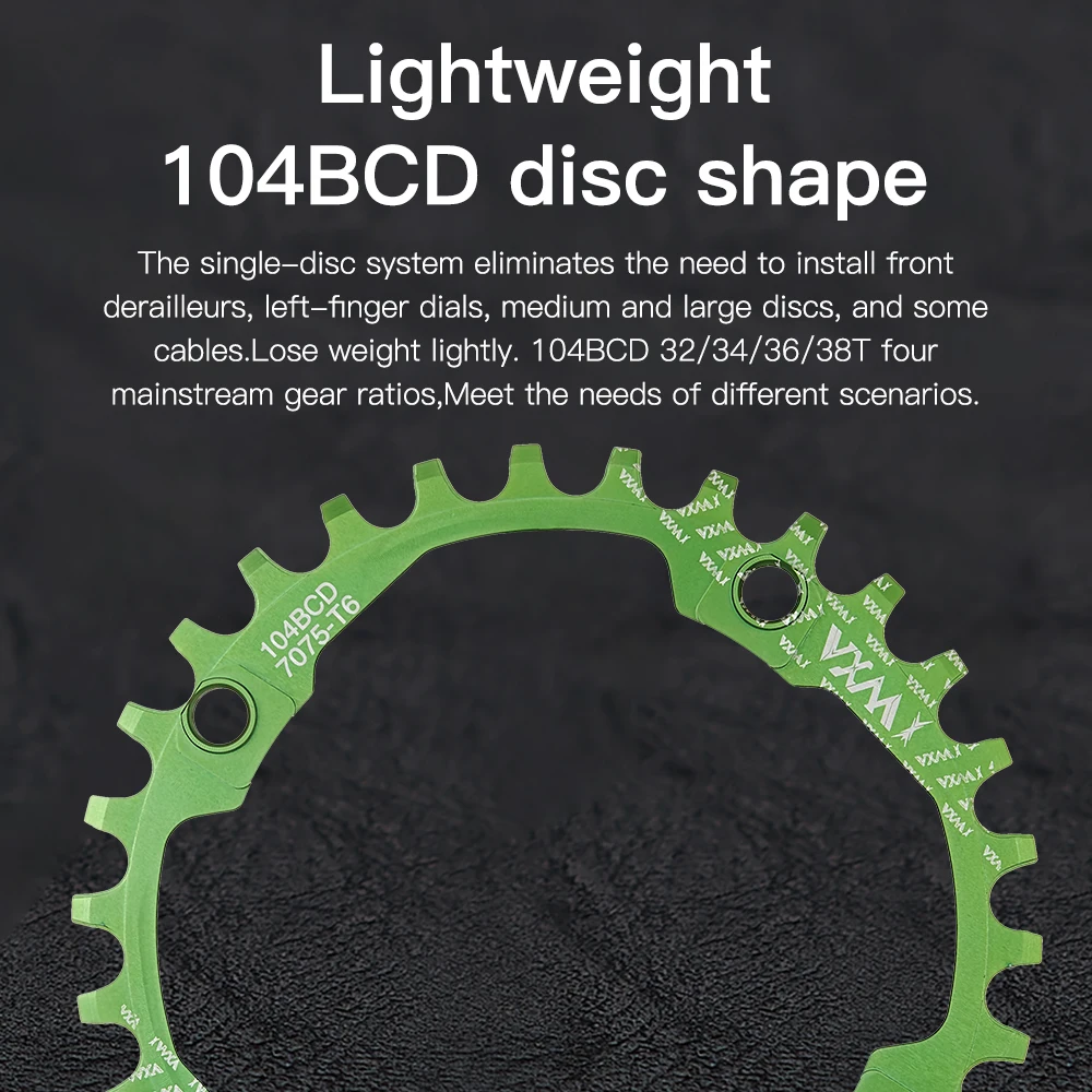 VXM Bicycle 104BCD Crank CNC Narrow Wide Chainwheel MTB Bike 30/32/34/36/38/40/42/44/46/48/50/52T Chainring Cycling Plate Parts view 4